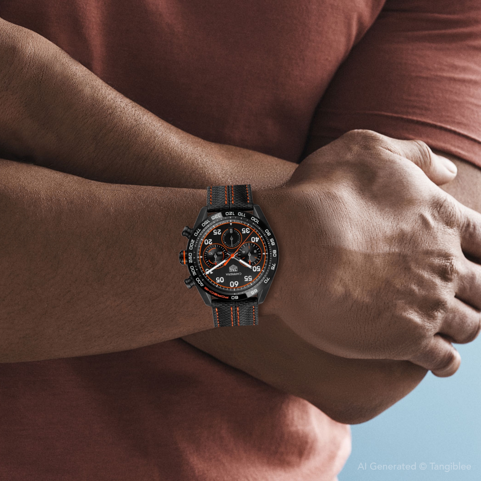 TAG Heuer Carrera Chronograph x Porsche Orange Racing Men's Watch CBN2A1M.FC6526 - Image 4