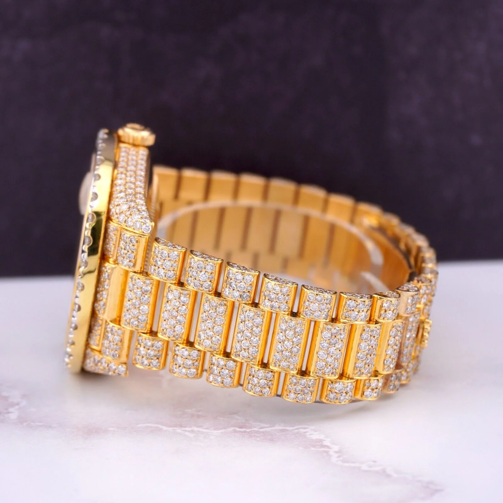 Rolex Day Date 40mm 18k Yellow Gold Iced Out 25ct Genuine Diamonds 228238 - Image 6