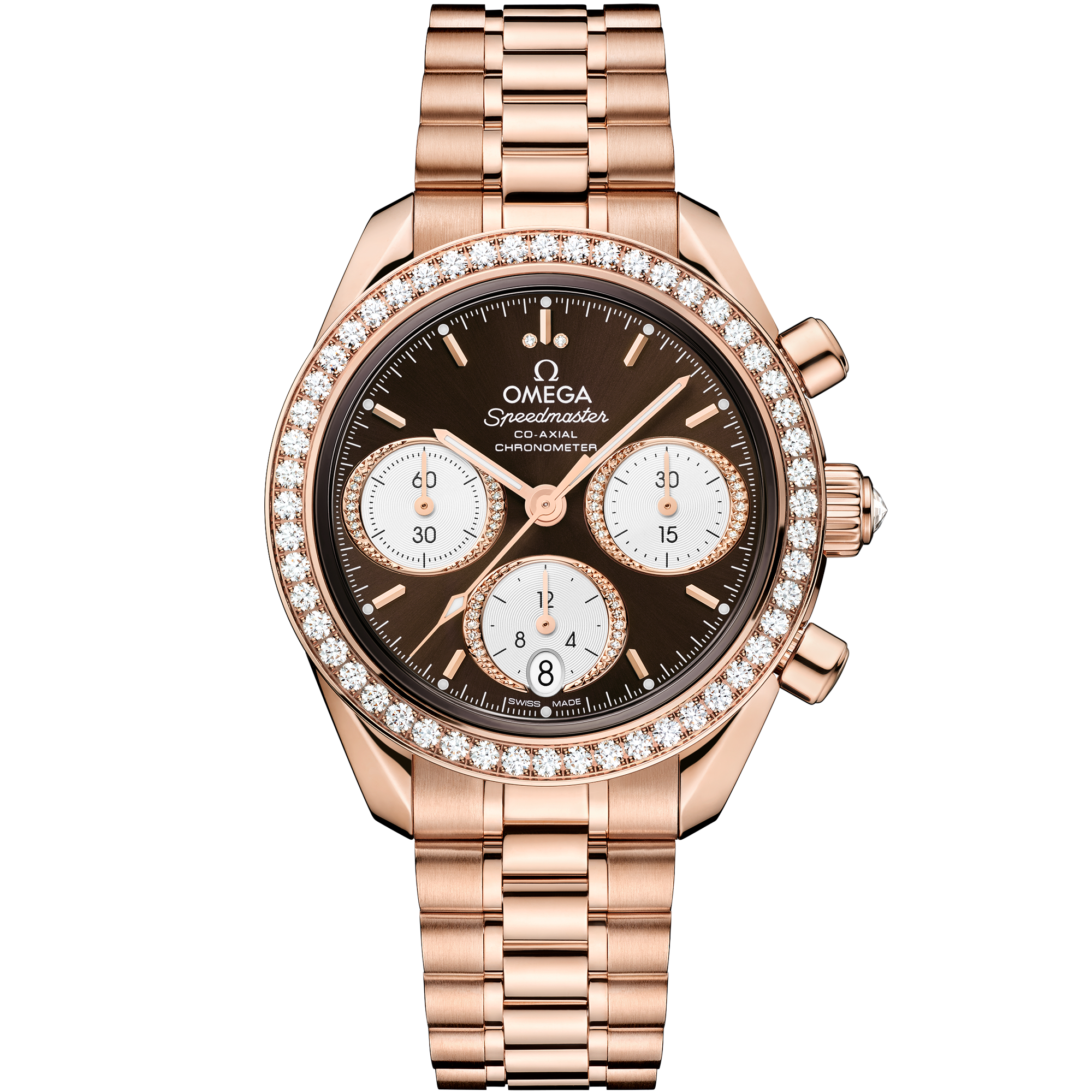 Omega Speedmaster 38 Brown Dial 38mm with Diamond Sedna™ 18k Rose Gold Bracelet 324.55.38.50.63.001