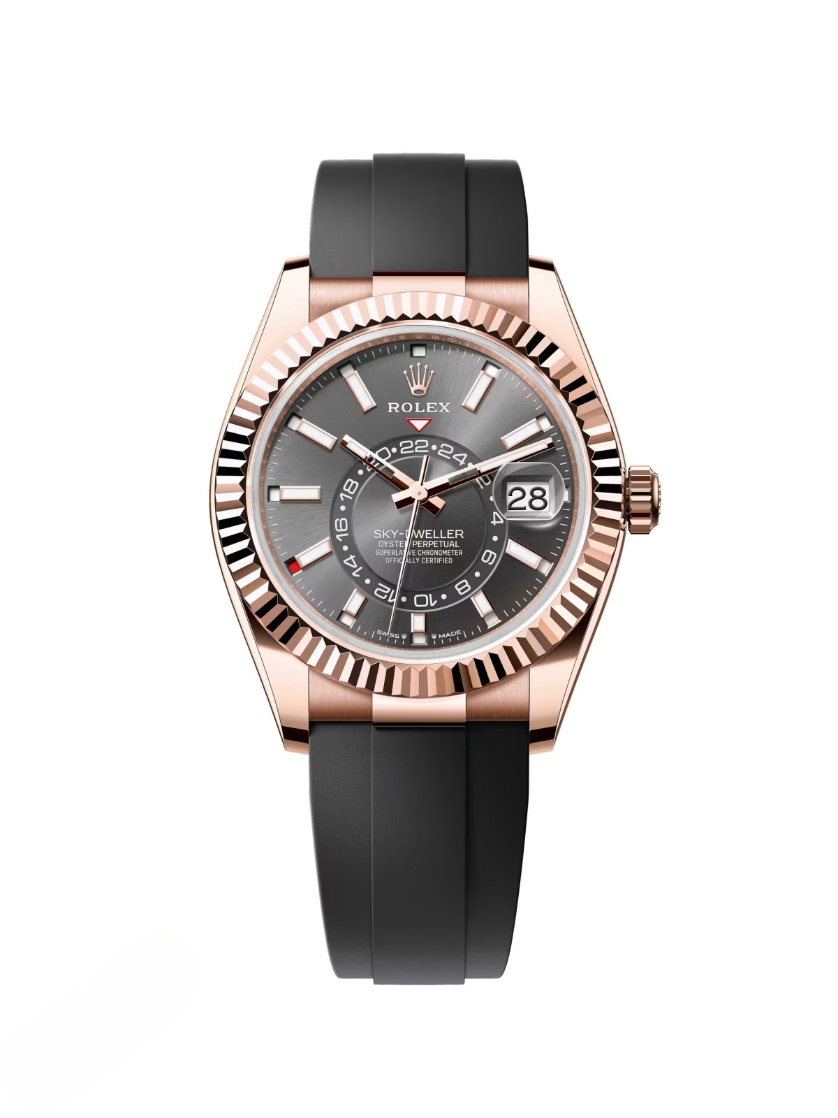 Rolex Sky-Dweller 42mm Rose Gold Slate Dial Oysterflex - 336235