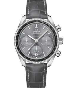 Omega Speedmaster 38 Grey Dial 38mm with Diamonds Stainless Steel Strap 324.38.38.50.06.001