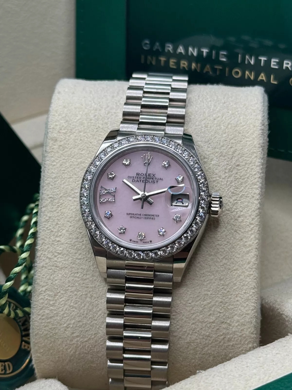 Rolex Lady-Datejust 28mm 279139RBR Pink Opal Diamond Dial and Diamond Bezel White Gold Bracelet - Image 5