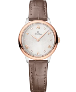 Omega De Ville Prestige 27.5 mm Silver Dial with Diamonds  Stainless Steel and Sedna™ 18k Rose Gold Strap 434.23.28.60.52.001