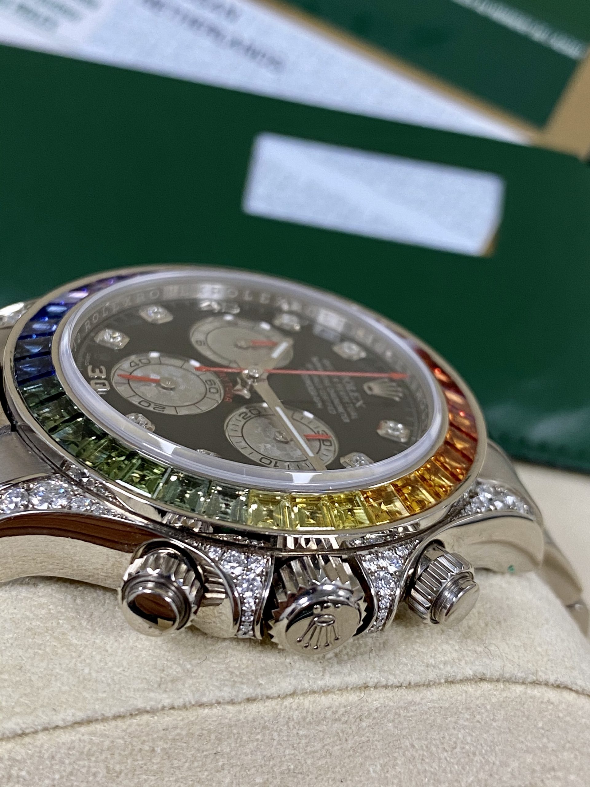 Rolex Daytona Cosmograph Daytona White Gold Rainbow Diamonds 40mm 116599RBOW Box & Papers - Image 8