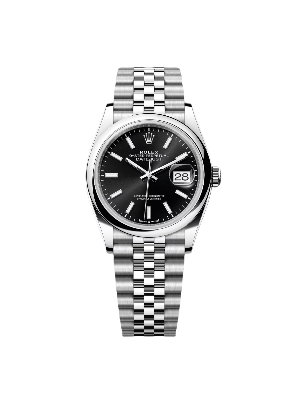 Rolex Datejust 36mm 126200 Stainless Steel Black Dial Jubilee Watch
