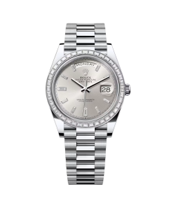 Rolex Day-Date 40mm 228396TBR-0011 Silver Diamonds Dial