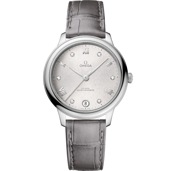 Omega De Ville Prestige 34 mm Silver Dial with Diamonds Stainless Steel Strap 434.13.34.20.52.001