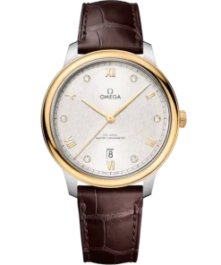 Omega De Ville Prestige 40mm Silver Dial with Diamonds Stainless Steel and 18k Yellow Gold Strap 434.23.40.20.52.001