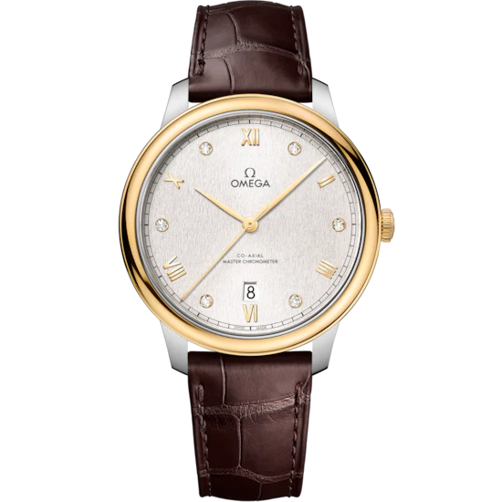 Omega De Ville Prestige 40mm Silver Dial with Diamonds Stainless Steel and 18k Yellow Gold Strap 434.23.40.20.52.001