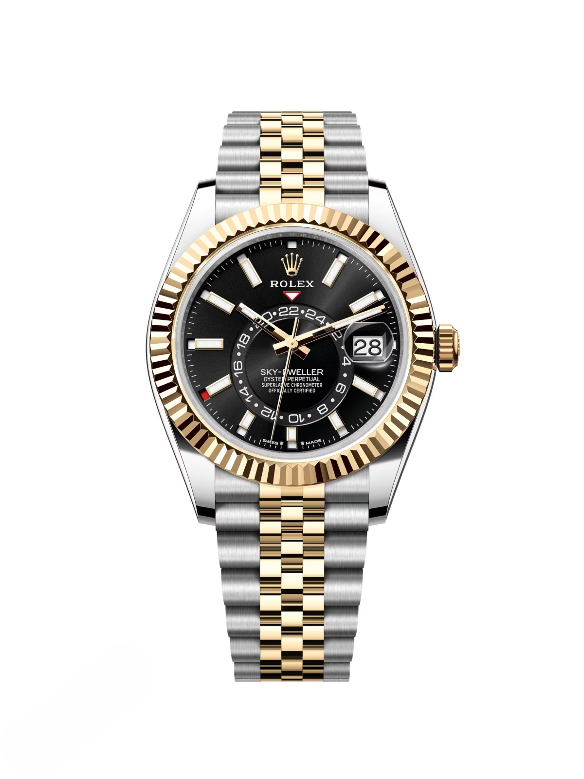 Rolex Sky-Dweller 42mm 336933-0004 Two-Tone Yellow Gold Black Dial Jubilee