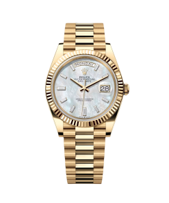 Rolex Day-Date 40mm Yellow Gold President  Mother of Pearl Diamond Baguette Dial - 228238