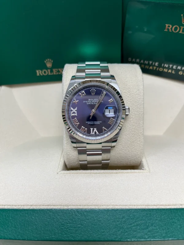 Rolex  Datejust 36mm 126234 Datejust Aubergine Purple Diamond Roman Oyster Stainless Steel
