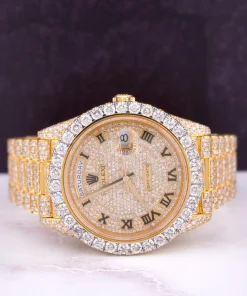 Alternative view of Rolex Day Date 40mm 18k Yellow Gold Iced Out 25ct Genuine Diamonds 228238