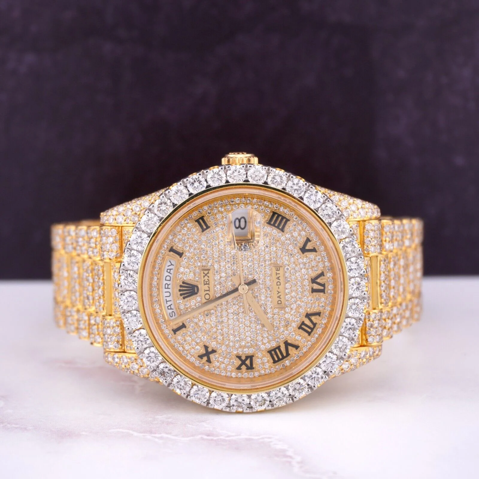 Rolex Day Date 40mm 18k Yellow Gold Iced Out 25ct Genuine Diamonds 228238 - Image 2