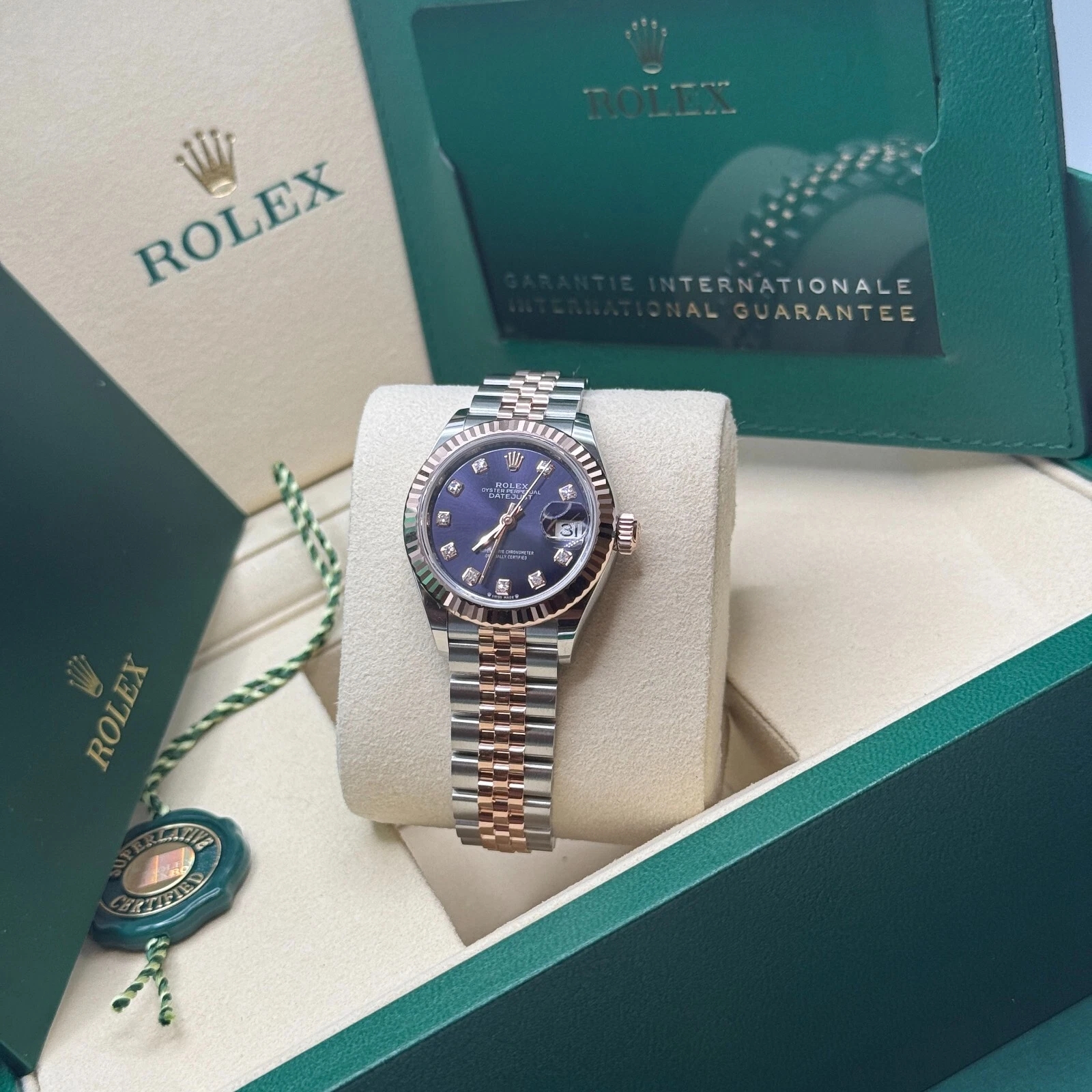 Rolex Lady-Datejust 28mm 279171 Aubergine Diamond Oyster Stainless Steel and Rose Gold - Image 9