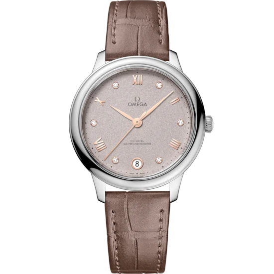 Omega De Ville Prestige 34 mm Grey Dial with Diamonds Stainless Steel Strap 434.13.34.20.52.002