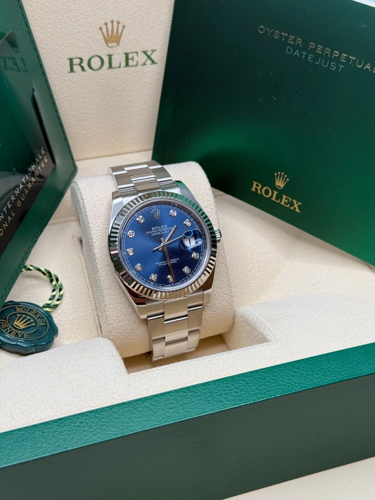 Rolex Datejust 41mm 126334 Blue Diamond Oyster Stainless Steel Mens Watch - Image 4