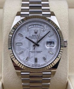 Alternative view of Rolex  Day-Date "President" 40mm White Gold Meteorite Diamond Baguette Dial - 228239