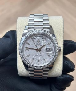 Alternative view of Rolex Day-Date 40mm 228396TBR-0027 Meteoriate Baguette Diamond Dial and Bezel Watch