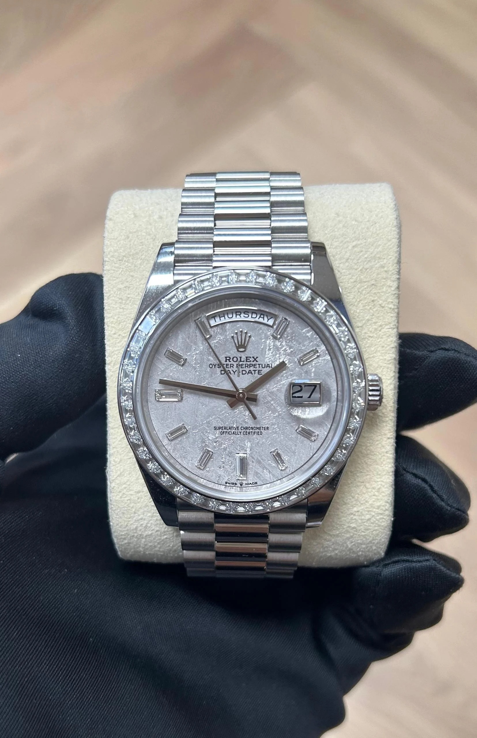 Rolex Day-Date 40mm 228396TBR-0027 Meteoriate Baguette Diamond Dial and Bezel Watch - Image 2