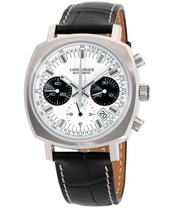 Longines Men's L2.791.4.72.0 Heritage Chronograph Black Leather Watch