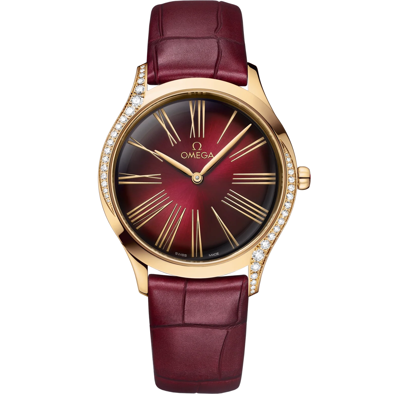 Omega De Ville Trésor 36mm Red Dial with Diamonds Moonshine™ 18k Rose Gold Strap 428.58.36.60.11.001