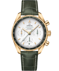 Omega Speedmaster 38 Silver Dial 38mm 18k Yellow Gold Strap 324.63.38.50.02.004