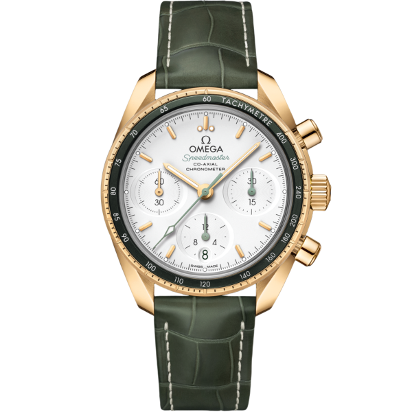 Omega Speedmaster 38 Silver Dial 38mm 18k Yellow Gold Strap 324.63.38.50.02.004
