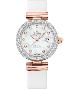 Alternative view of Omega De Ville Ladymatic 34mm White Dial with Diamonds Stainless Steel Sedna™ 18k Rose Gold Strap 425.27.34.20.55.004