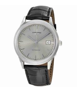 Longines Men's L4.874.4.72.2 Flagship Black Leather Watch