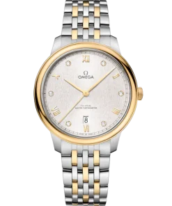 Omega De Ville Prestige 40 mm Silver Dial with Diamonds Stainless Steel and 18k Yellow Gold Bracelet 434.20.40.20.52.001