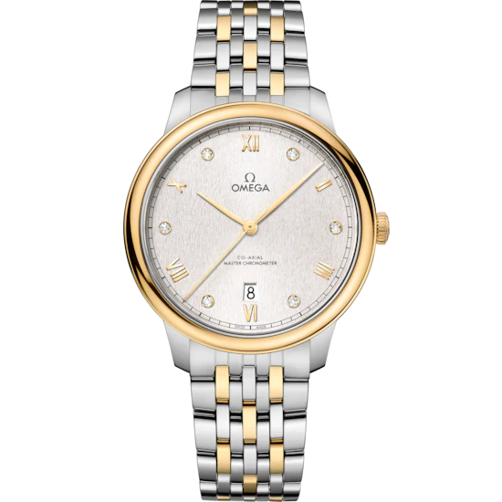 Omega De Ville Prestige 40 mm Silver Dial with Diamonds Stainless Steel and 18k Yellow Gold Bracelet 434.20.40.20.52.001