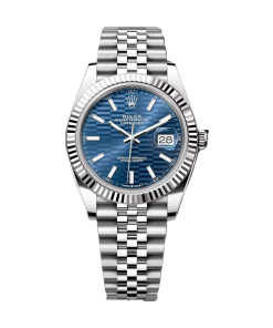 Rolex Datejust 41mm Blue Fluted Motif Index Dial Jubilee Bracelet Watch - 126334