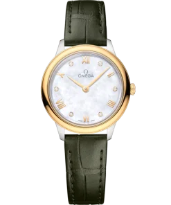 Omega De Ville Prestige 27.5 mm White Dial with Diamonds  Stainless Steel and 18k Yellow Gold Strap 434.23.28.60.55.001