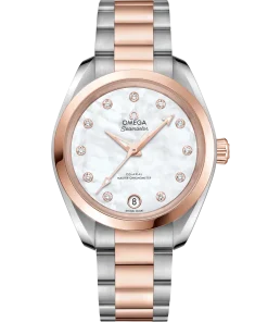 Omega Seamaster Aqua Terra 150M 34mm White Dial with Diamonds Stainless Steel and Sednaâ„¢ 18k Rose Gold Bracelet 220.20.34.20.55.001