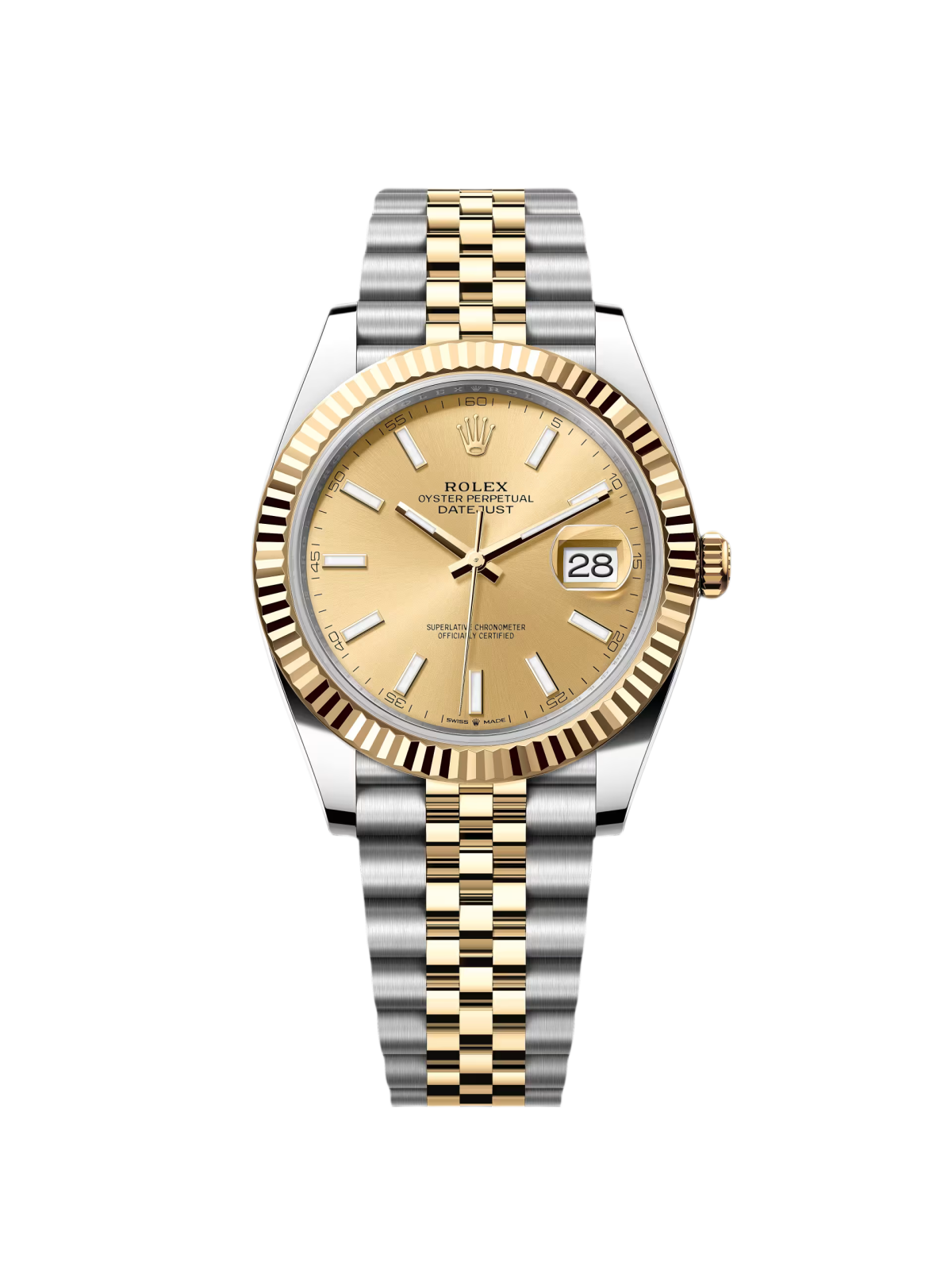 Rolex Datejust 41mm 126333 Champagne Index Jubilee Steel and Yellow Gold Mens Watch