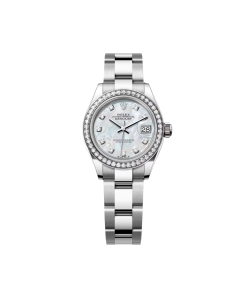 Alternative view of Rolex Lady-Datejust 28mm 279384RBR White Mother-of-Pearl Dial Oyster Bracelet