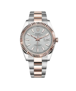 Alternative view of Rolex Datejust 41mm 126331 Silver Fluted Motif Dial Two Tone Stainless Steel & 18K Rose Gold Jubilee Bracelet Men's Watch