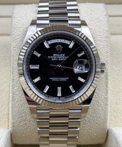 Alternative view of Rolex  Day-Date "President" 40mm White Gold Black Diamond Baguette Dial - 228239