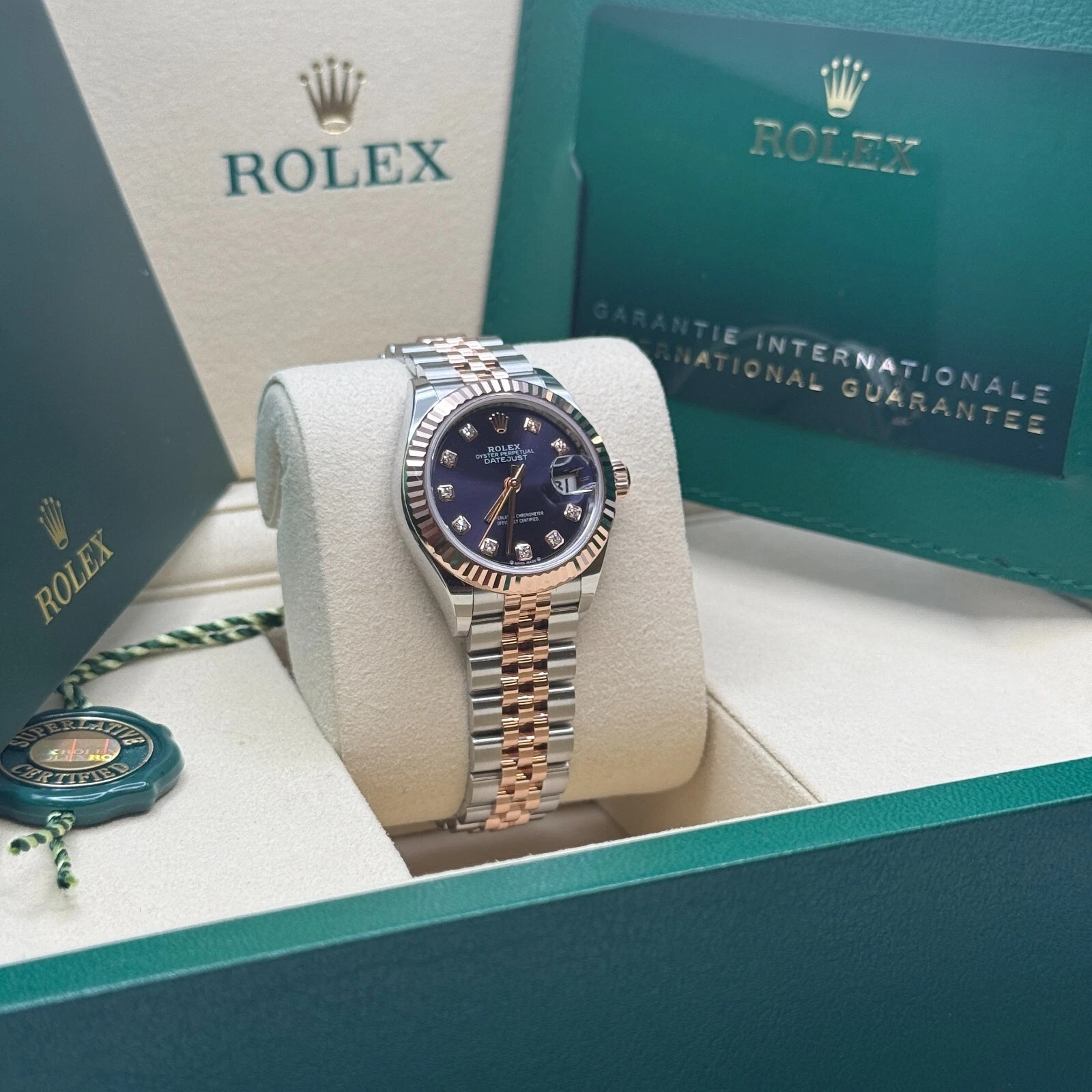 Rolex Lady-Datejust 28mm 279171 Aubergine Diamond Oyster Stainless Steel and Rose Gold - Image 4