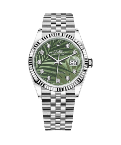 Alternative view of Rolex  Datejust 36mm 126234 Olive Green Palm Motif Diamond Dial Jubilee Stainless Steel Watch