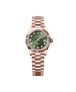 Rolex Lady-Datejust 28mm 279175 Green Diamond-Set Dial President Everose Gold