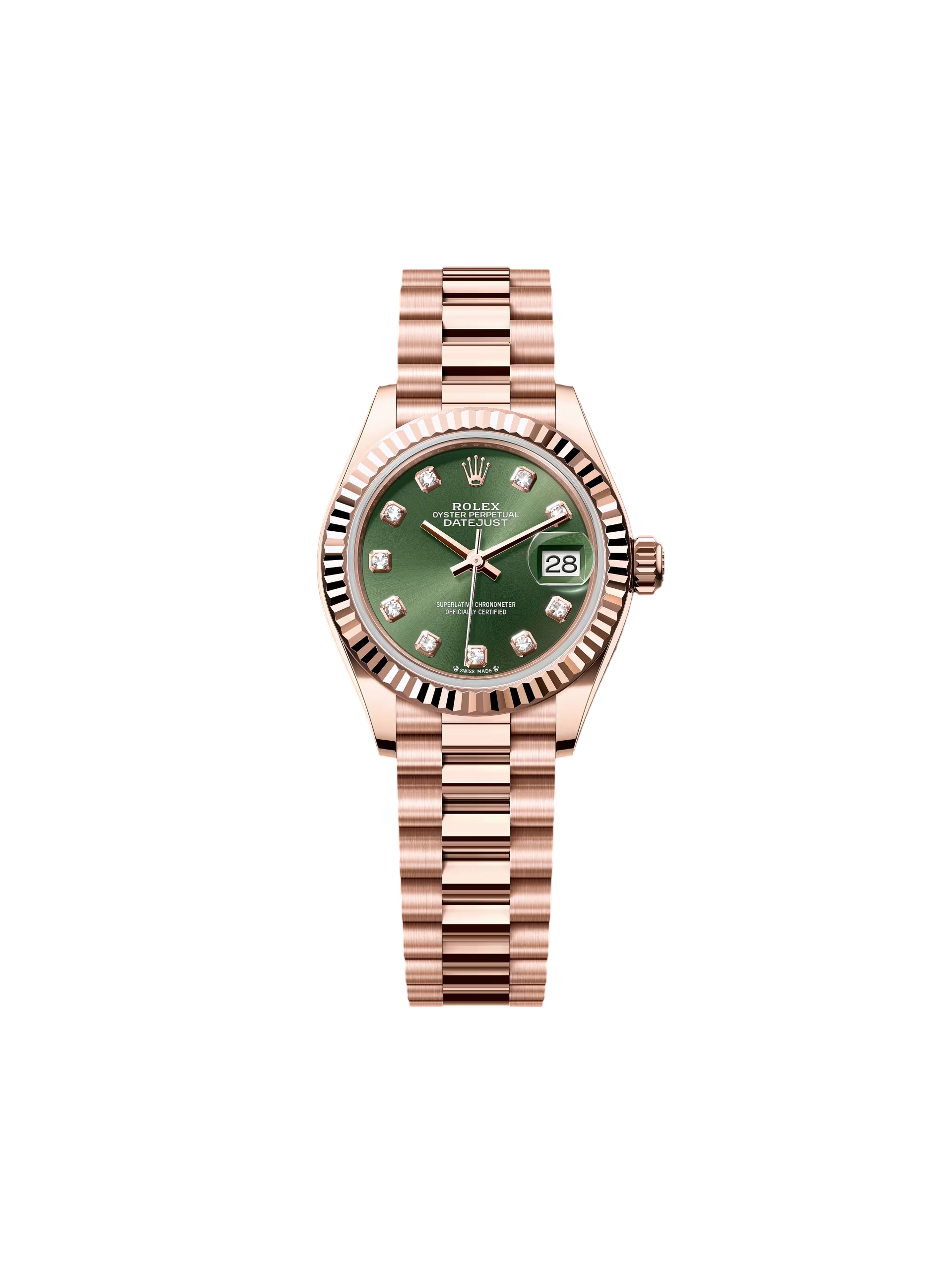 Rolex Lady-Datejust 28mm 279175 Green Diamond-Set Dial President Everose Gold