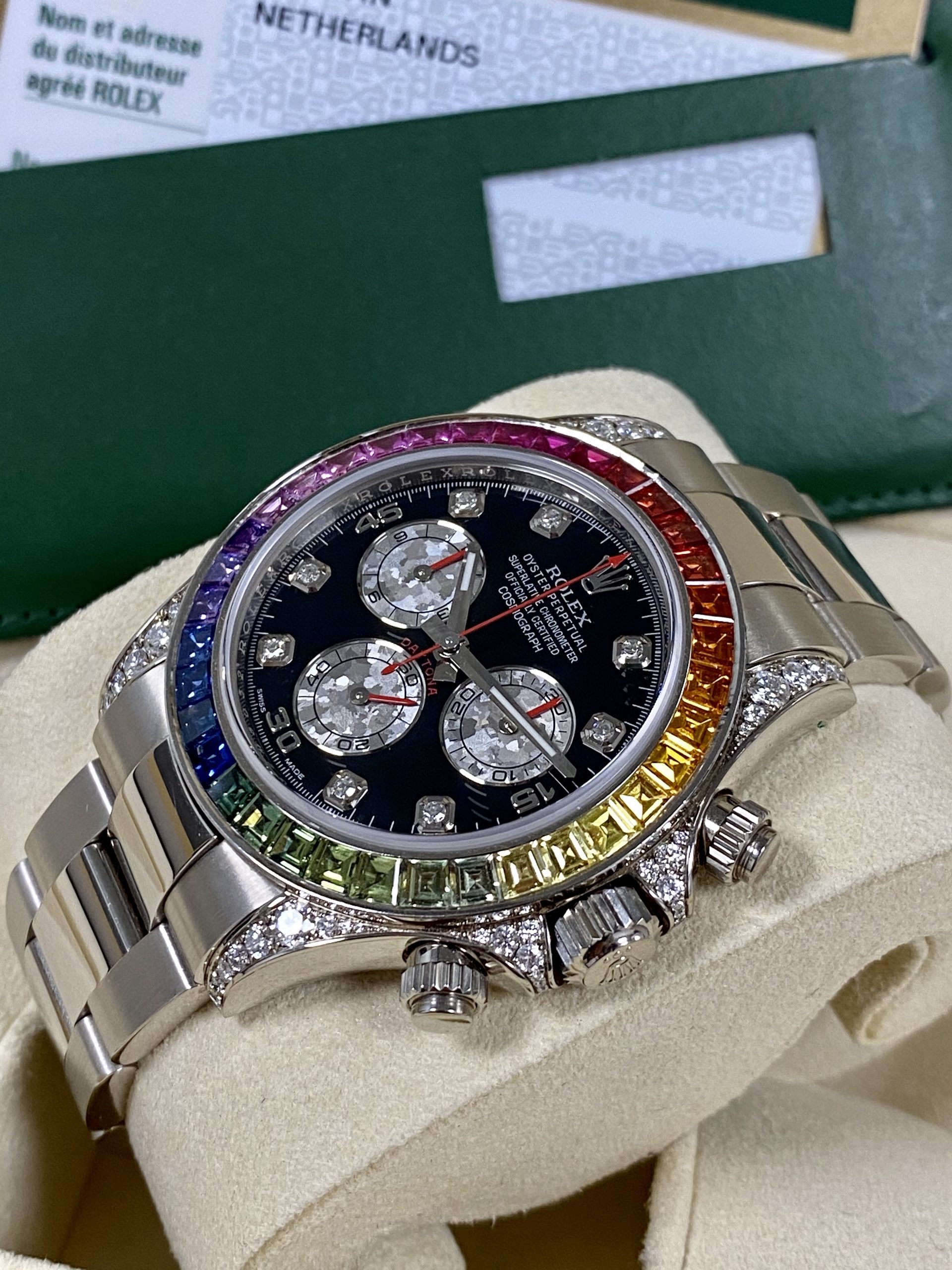 Rolex Daytona Cosmograph Daytona White Gold Rainbow Diamonds 40mm 116599RBOW Box & Papers - Image 4