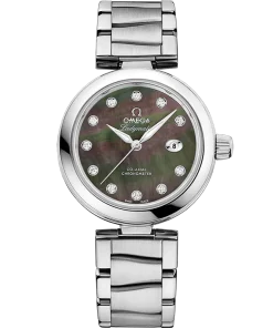Omega De Ville Ladymatic 34mm Black Dial with Diamonds Stainless Steel Bracelet 425.35.34.20.57.004