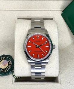 Alternative view of Rolex Oyster Perpetual 31mm 277200-0008 Coral Red Dial Oyster Bracelet Watch