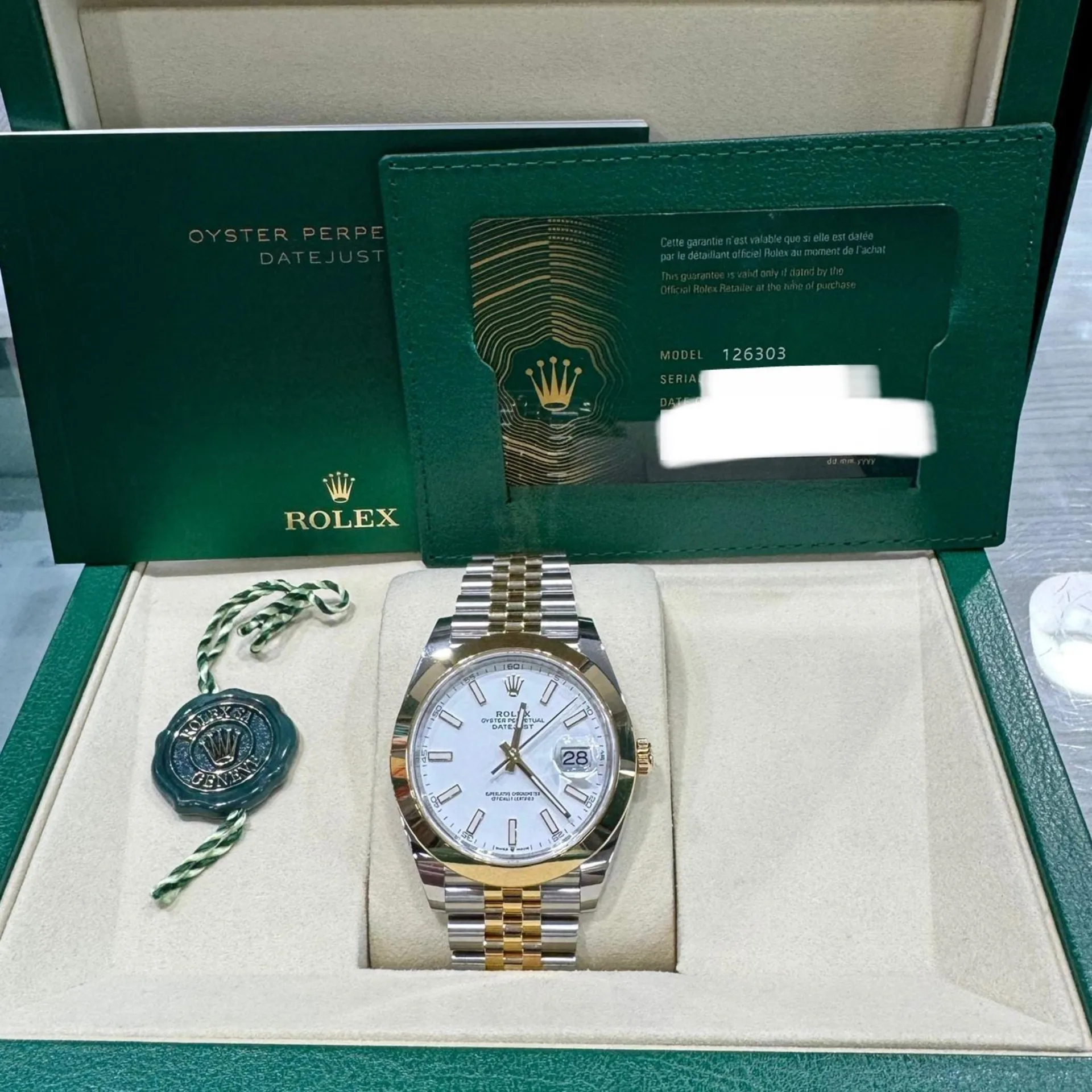 Rolex Datejust 41mm 126303 White Index Oyster Steel and Yellow Gold Mens Watch - Image 10