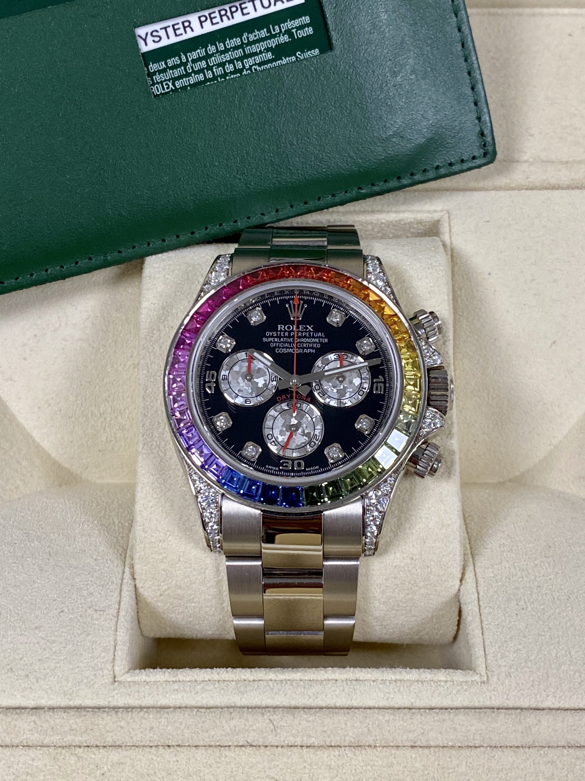 Rolex Daytona Cosmograph Daytona White Gold Rainbow Diamonds 40mm 116599RBOW Box & Papers - Image 9