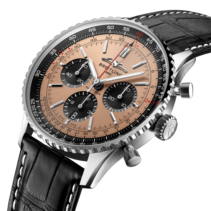 Breitling Navitimer B01 Chronograph 46 Brown Dial Black Leather Strap Watch For Men - AB0138241K1P1 - Image 2