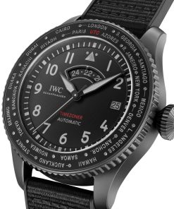 Alternative view of IWC Pilot's Timezoner Top Gun Ceratanium 46mm Mens Watch Black IW395505